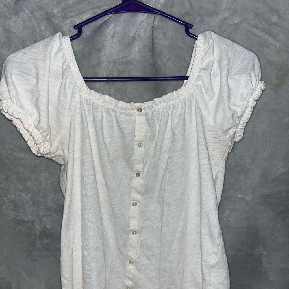 SO White Button-Front Blouse